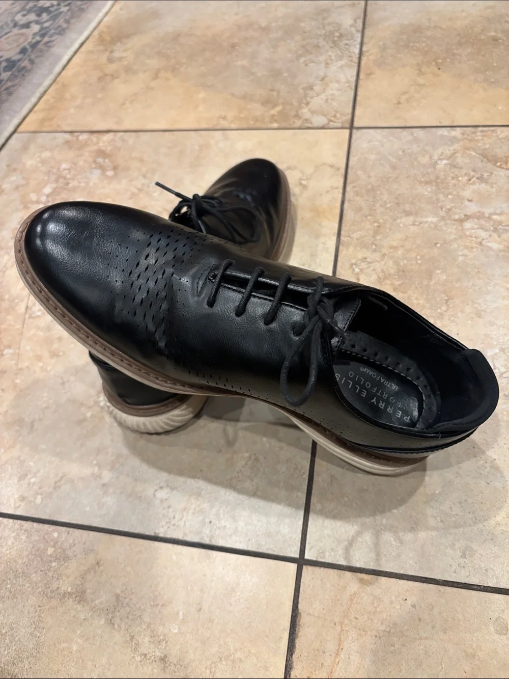 Perry Ellis Portfolio ultra FoamBlack Men's Lace-Up Dress Shoes size 10